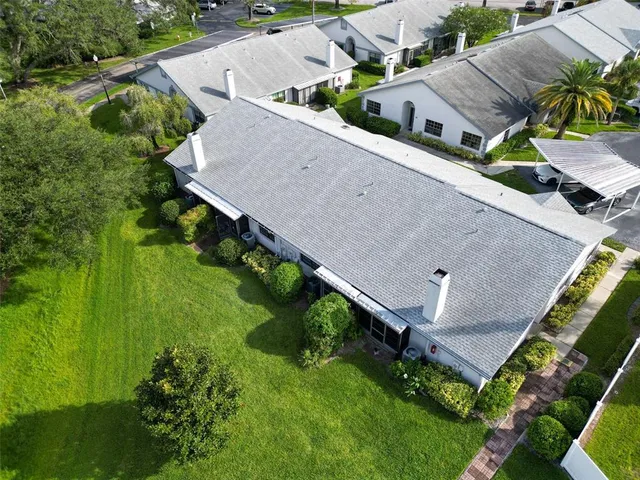 an aerial view of a house