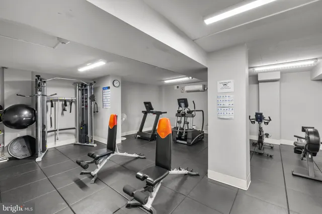 a view of a room with gym equipment