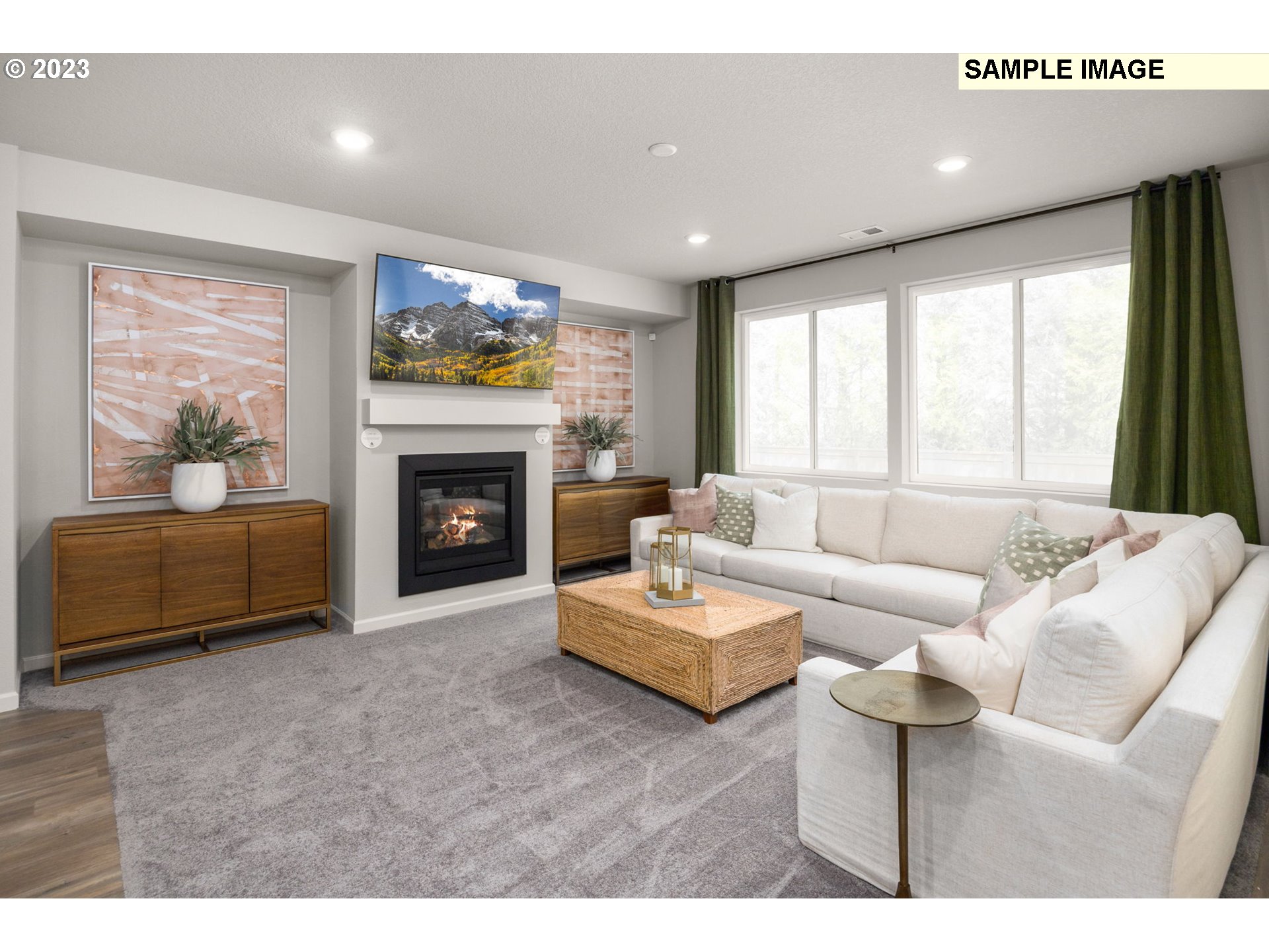 2364 Southeast Teal Avenue Gresham, OR 97080 - Photo 5 of 20 a living room with furniture a fireplace and a large window