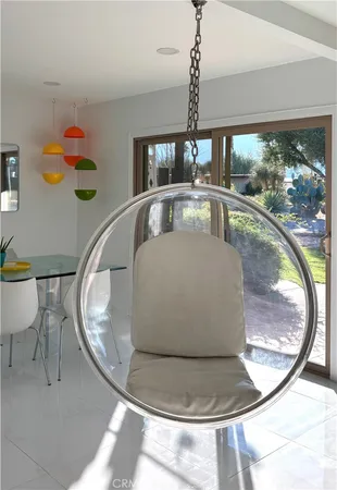 a dining room with furniture