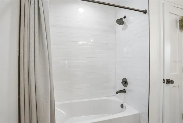 a bathroom with a bathtub