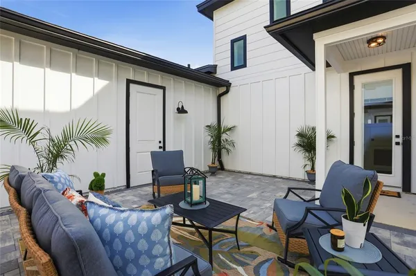 a outdoor living space with furniture