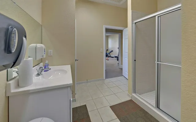 an aerial view of a house with a garden