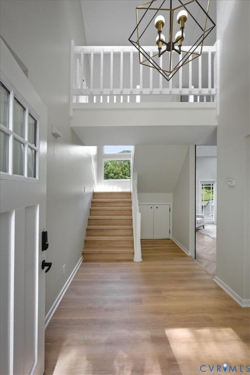 4200 Northwich Road Midlothian, VA 23112 - Photo 14 of 50 Stairway with wood finished floors, a towering cei
