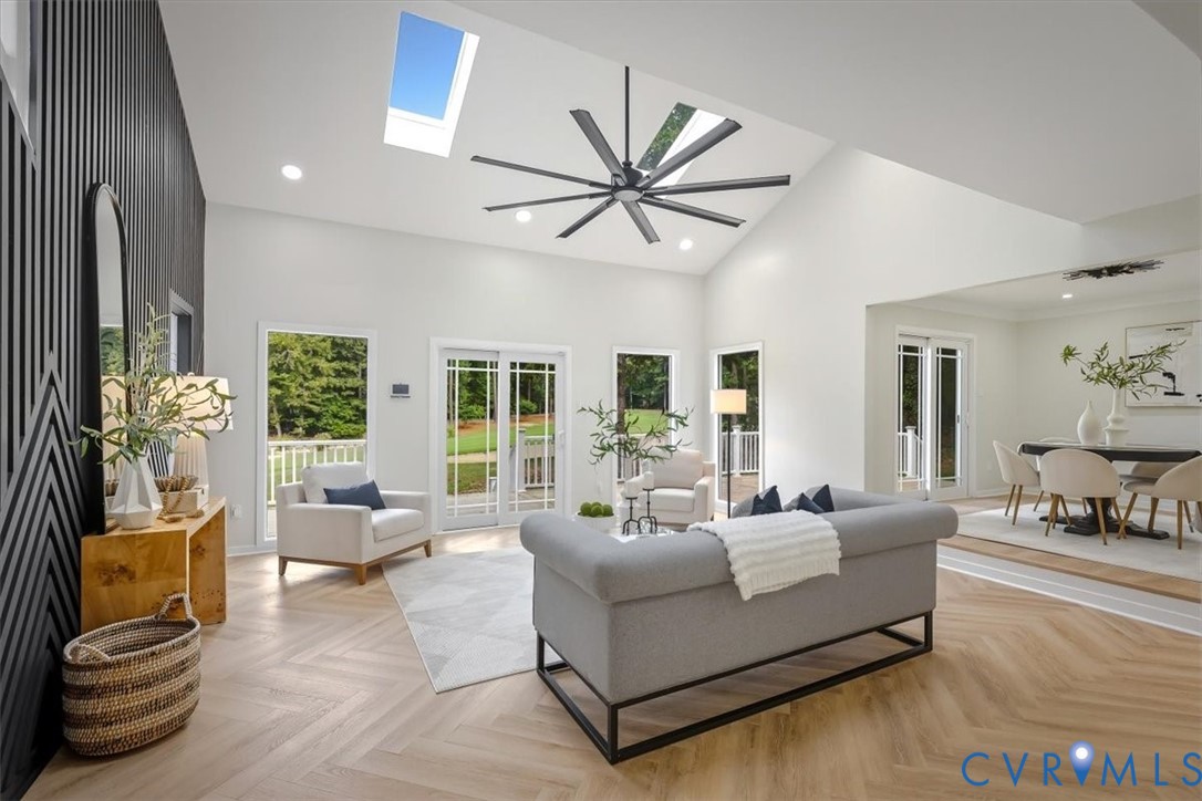 4200 Northwich Road Midlothian, VA 23112 - Photo 2 of 50 Living area with high vaulted ceiling, a skylight,
