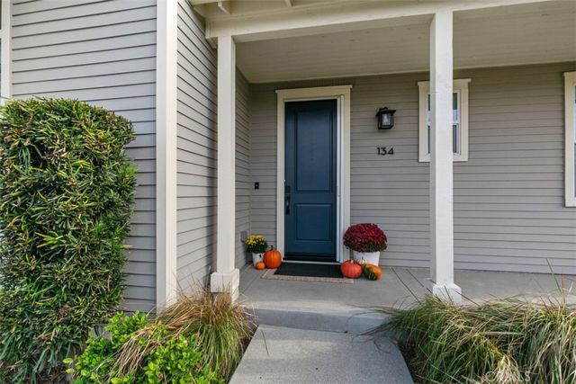 a potted plant sitting in front of a house