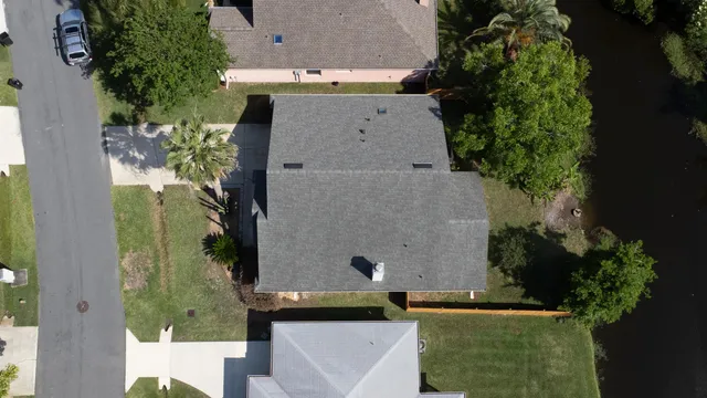 an aerial view of a house