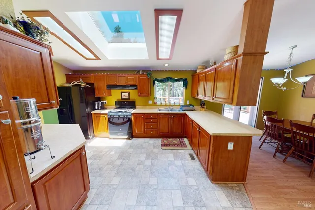 a large kitchen with lots of counter top space