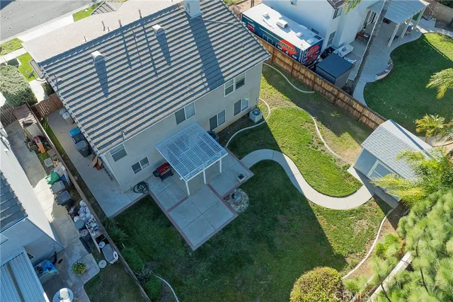an aerial view of a house