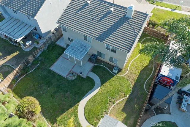 an aerial view of a house