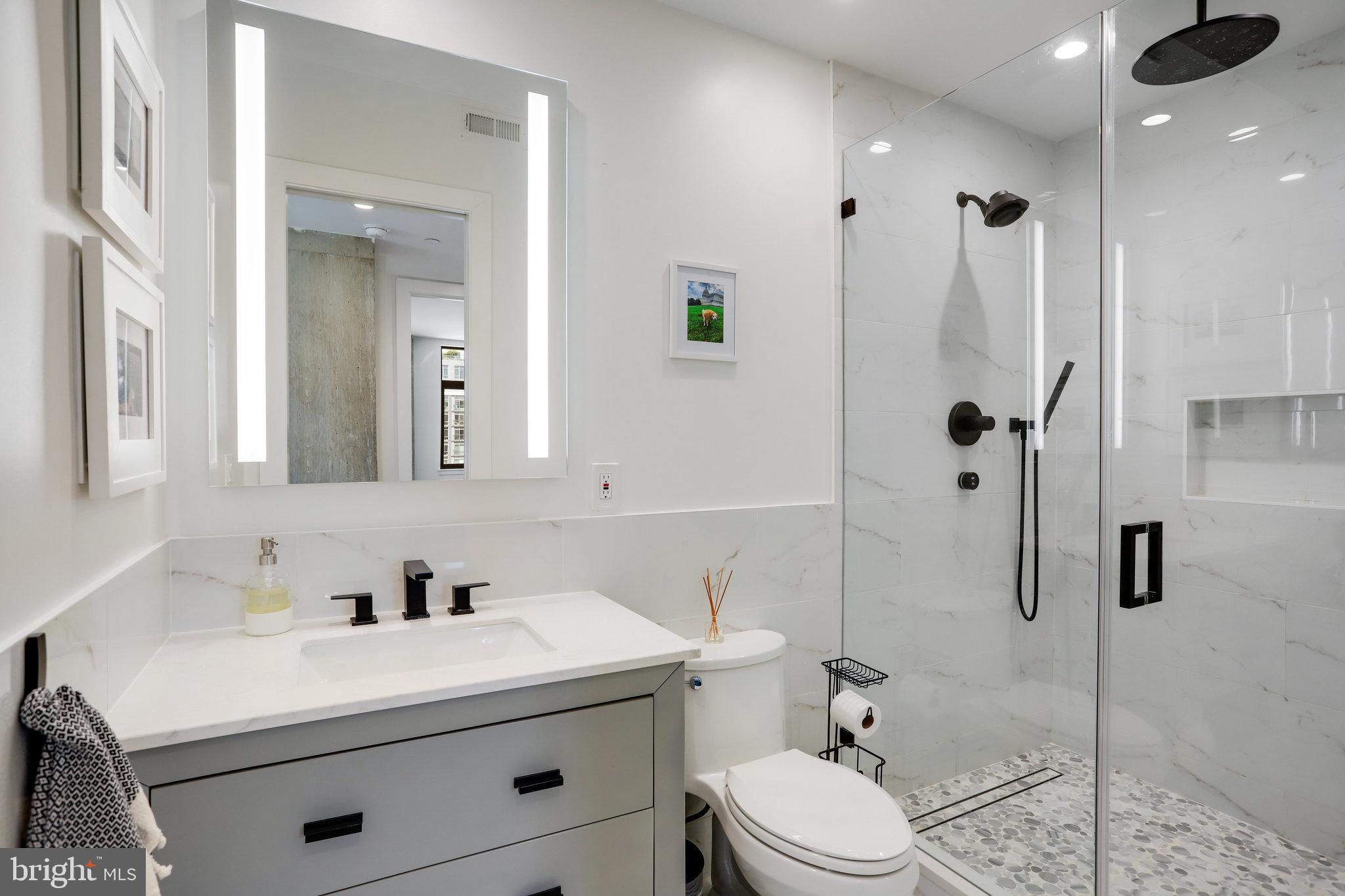 1000 New Jersey Avenue Southeast, Unit 1020 Washington, DC 20003 - Photo 27 of 60 a bathroom with a sink a toilet and shower