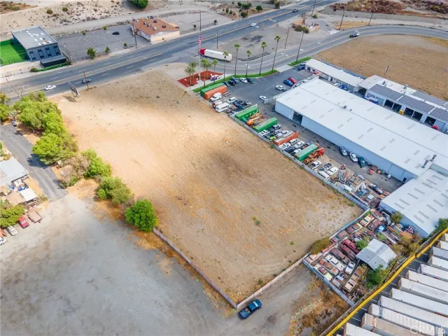 an aerial view of a house with a garden