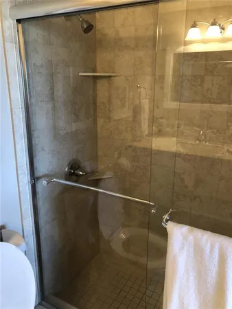 a bathroom with a shower
