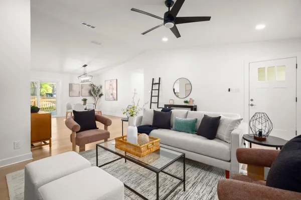 a living room with furniture