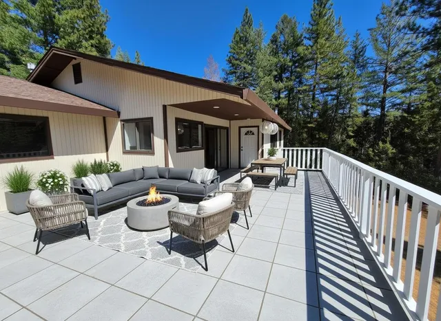 a view of a house with a deck