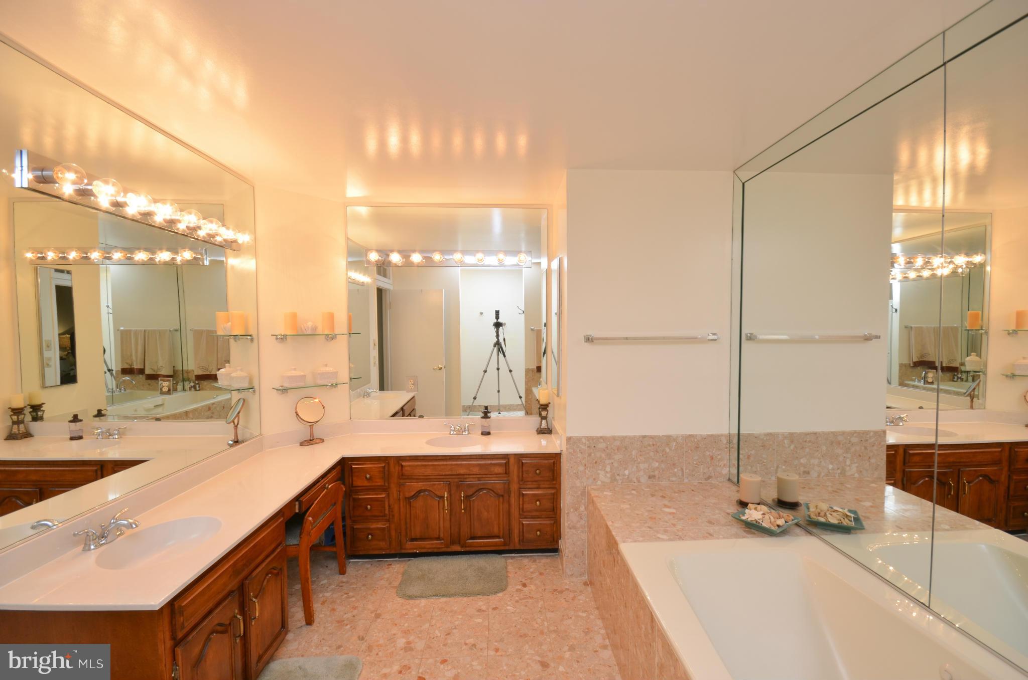 10771 Brewer House Road Rockville, MD 20852 - Photo 20 of 30 a bathroom with a double vanity sink and a mirror