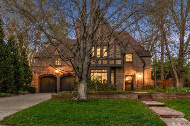 a large tree in middle of garden