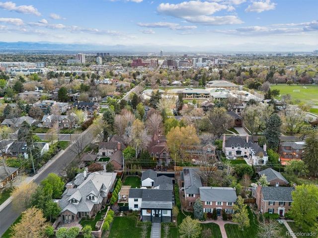 an aerial view of a city
