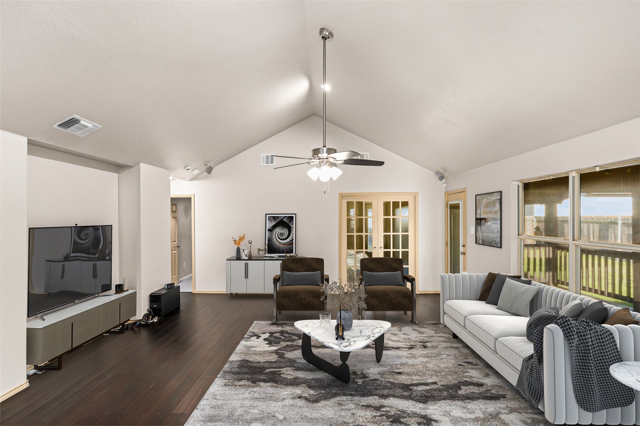 409 Lydia Lane Thrall, TX 76578 - Photo 5 of 25 a living room with furniture and a flat screen tv