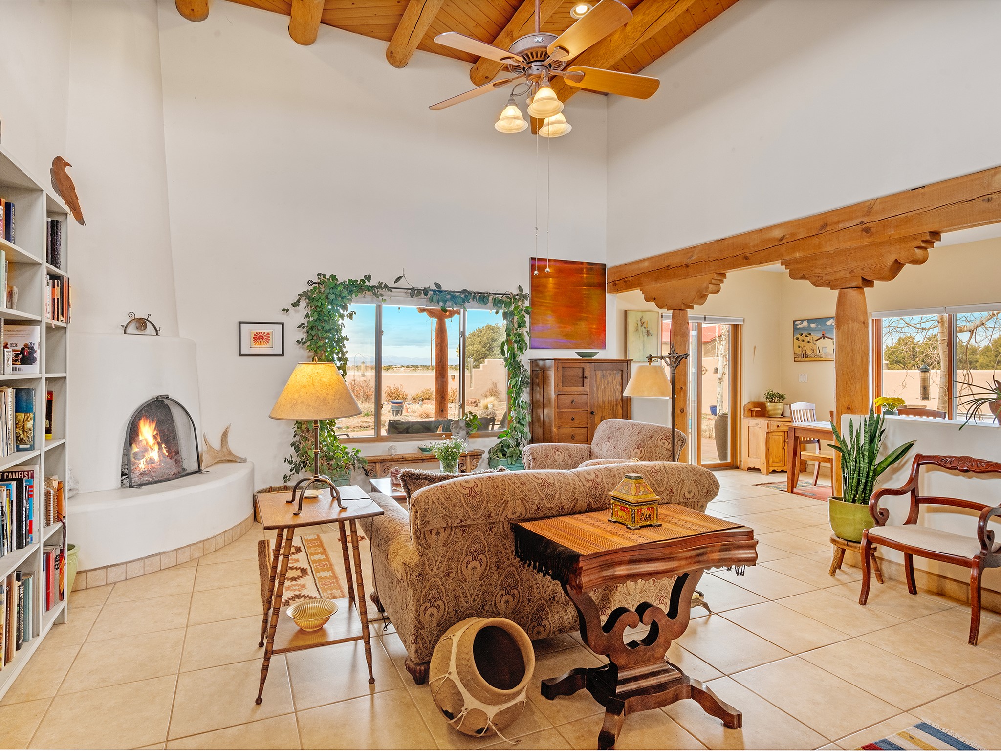 Living area, views of the Jemez Mountains