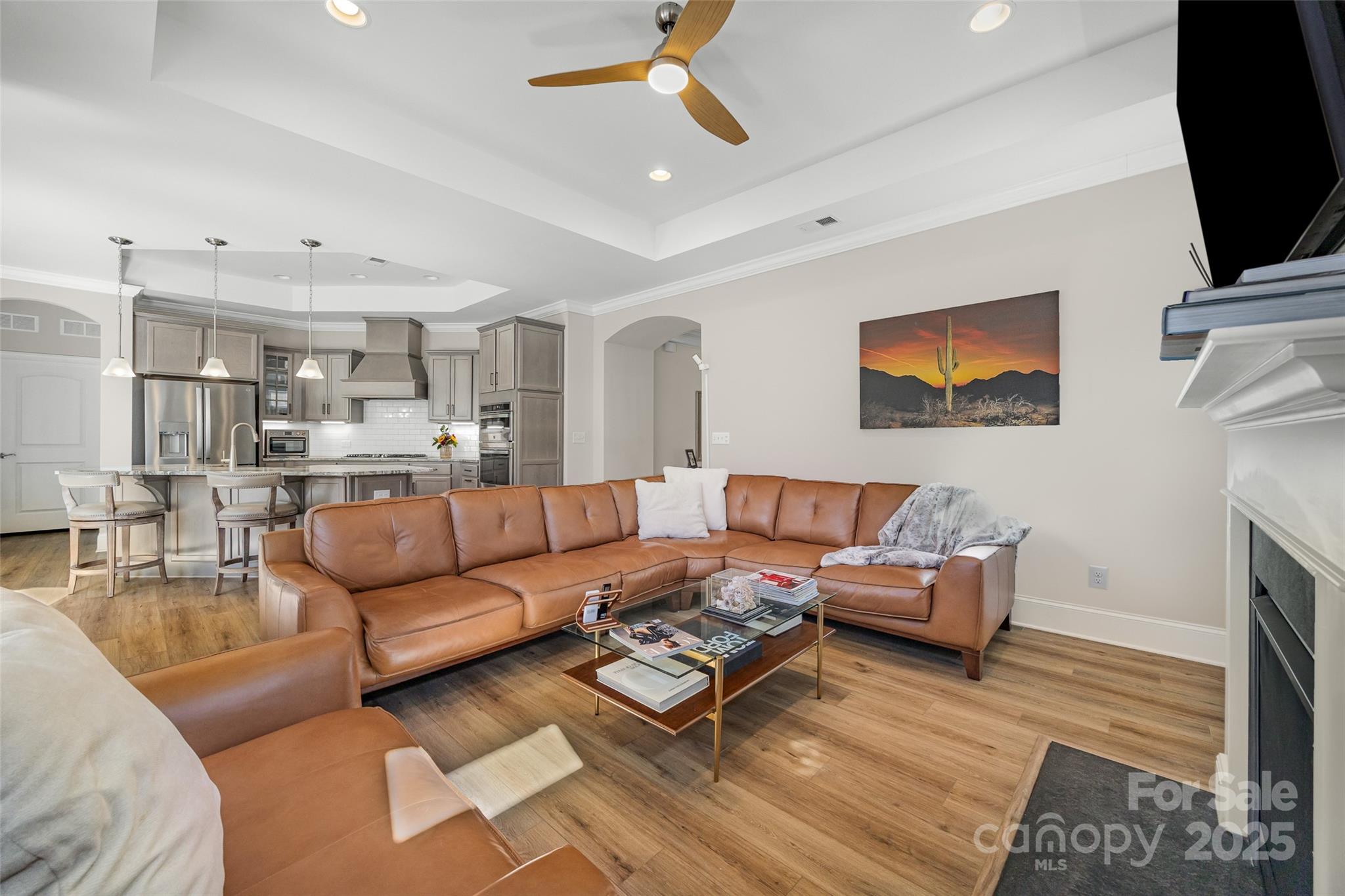 2031 New Style Way Tega Cay, SC 29708 - Photo 8 of 38 a living room with fireplace furniture and a flat screen tv