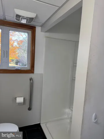 a bathroom with a window