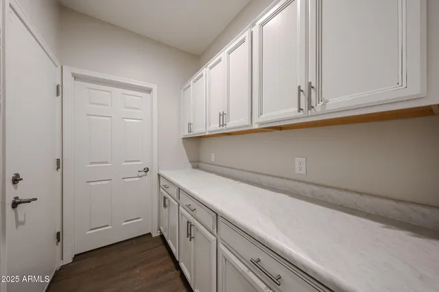 a room with cabinets