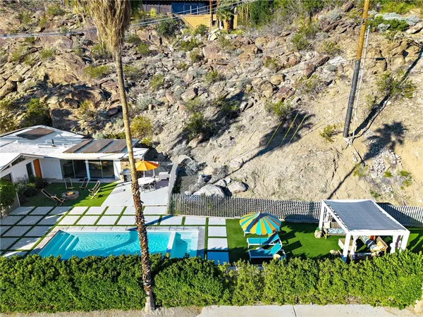 an aerial view of a house