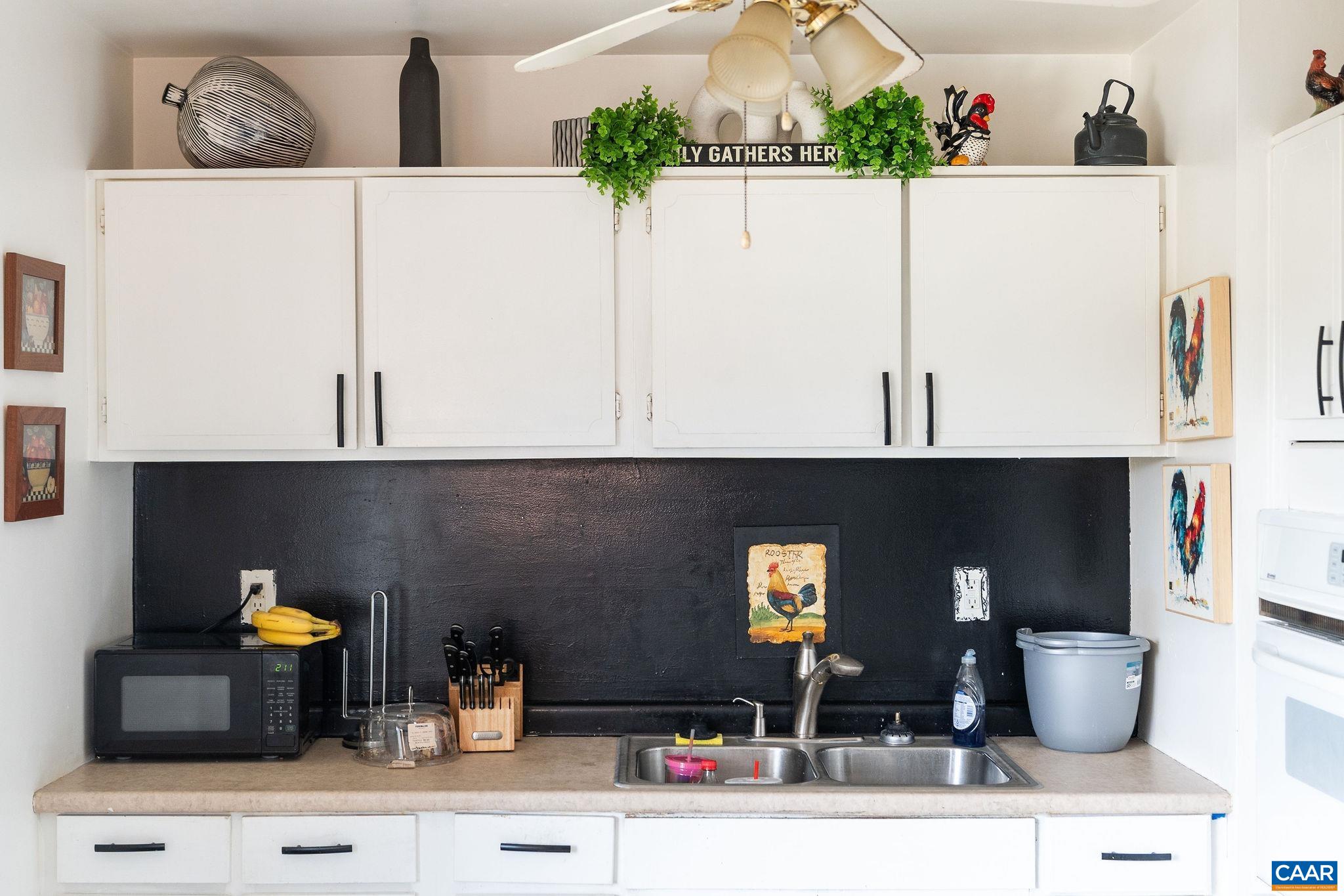 609 B Street Staunton, VA 24401 - Photo 9 of 33 a kitchen with a two potted plant on the counter and cabinets