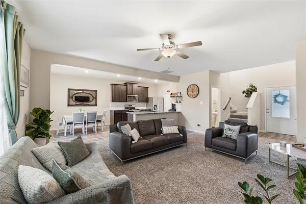 a living room with furniture