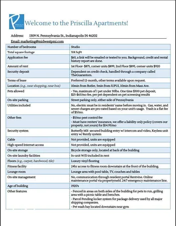 $849 | 1309 North Pennsylvania Street, Unit 205, Indianapolis, IN 46202