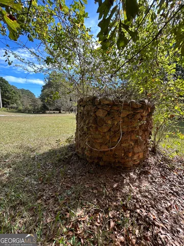 a view of a field with an trees