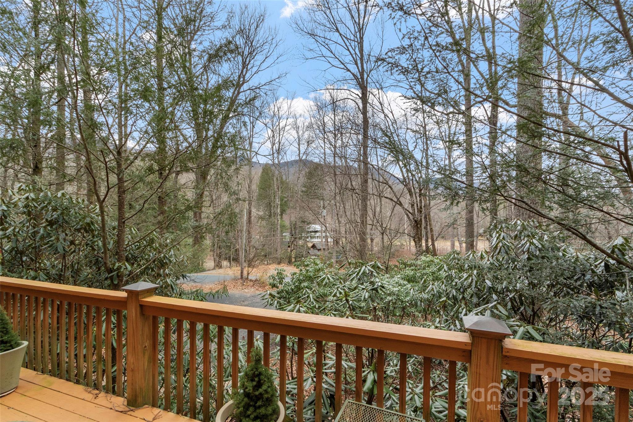 741 South Toe River Road Burnsville, NC 28714 - Photo 14 of 41 a balcony with wooden fence and trees