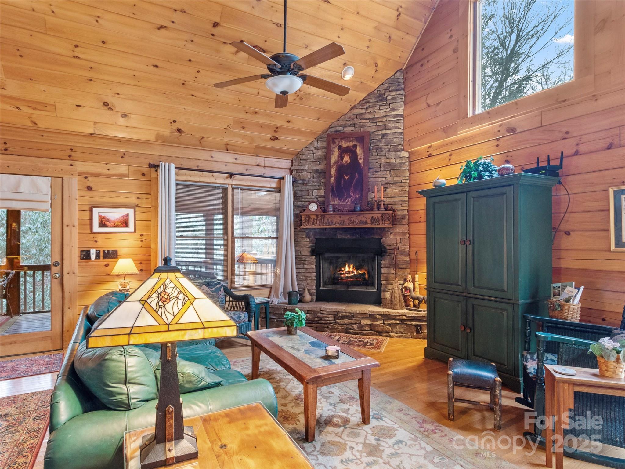 741 South Toe River Road Burnsville, NC 28714 - Photo 9 of 41 a living room with furniture a rug and a fireplace
