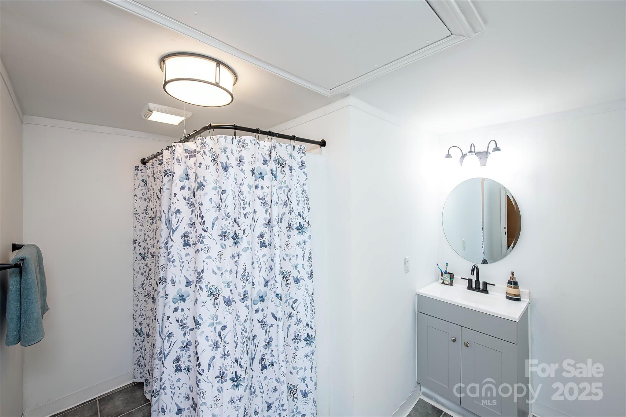 1615 Stack Road Monroe, NC 28112 - Photo 9 of 43 a bathroom with a sink a mirror and shower curtain