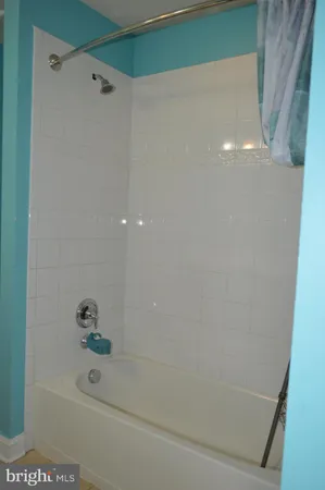 a bathroom with a shower and a bath tub