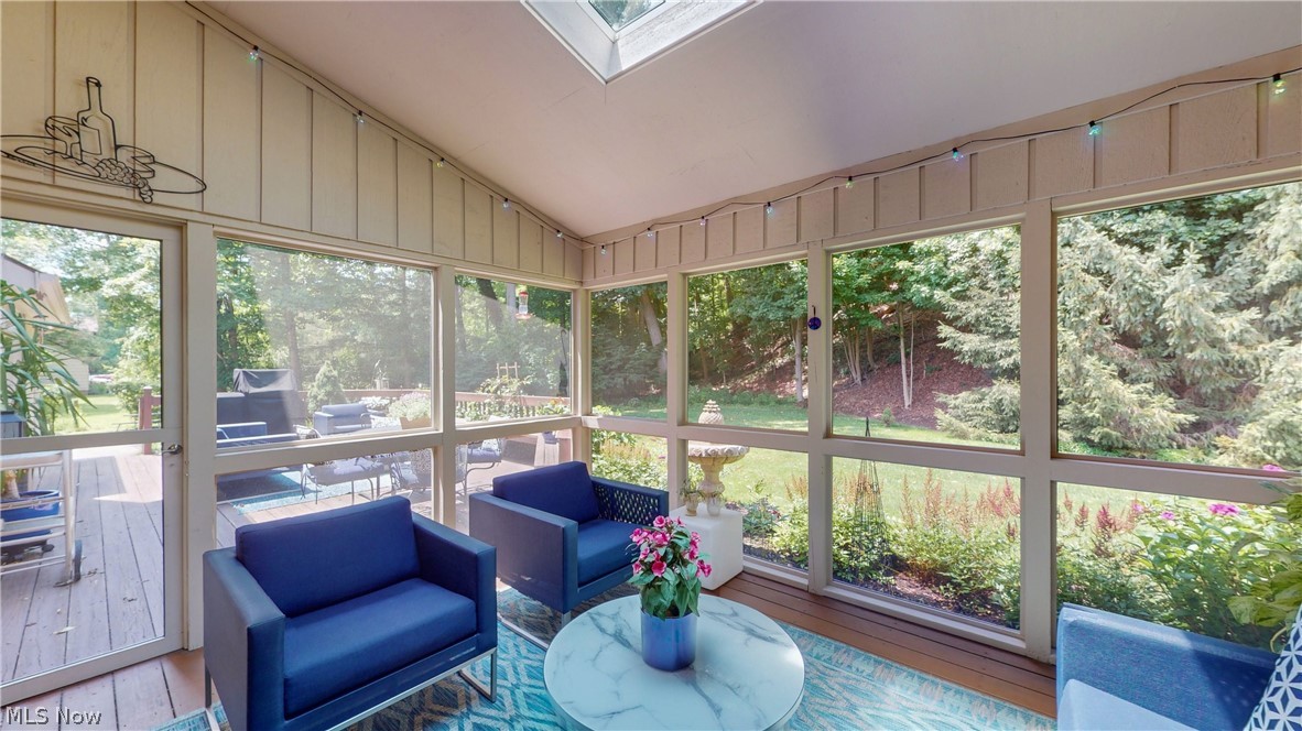 3700 Chagrin River Road Chagrin Falls, OH 44022 - Photo 8 of 43 Sunroom / solarium featuring lofted ceiling with skylight
