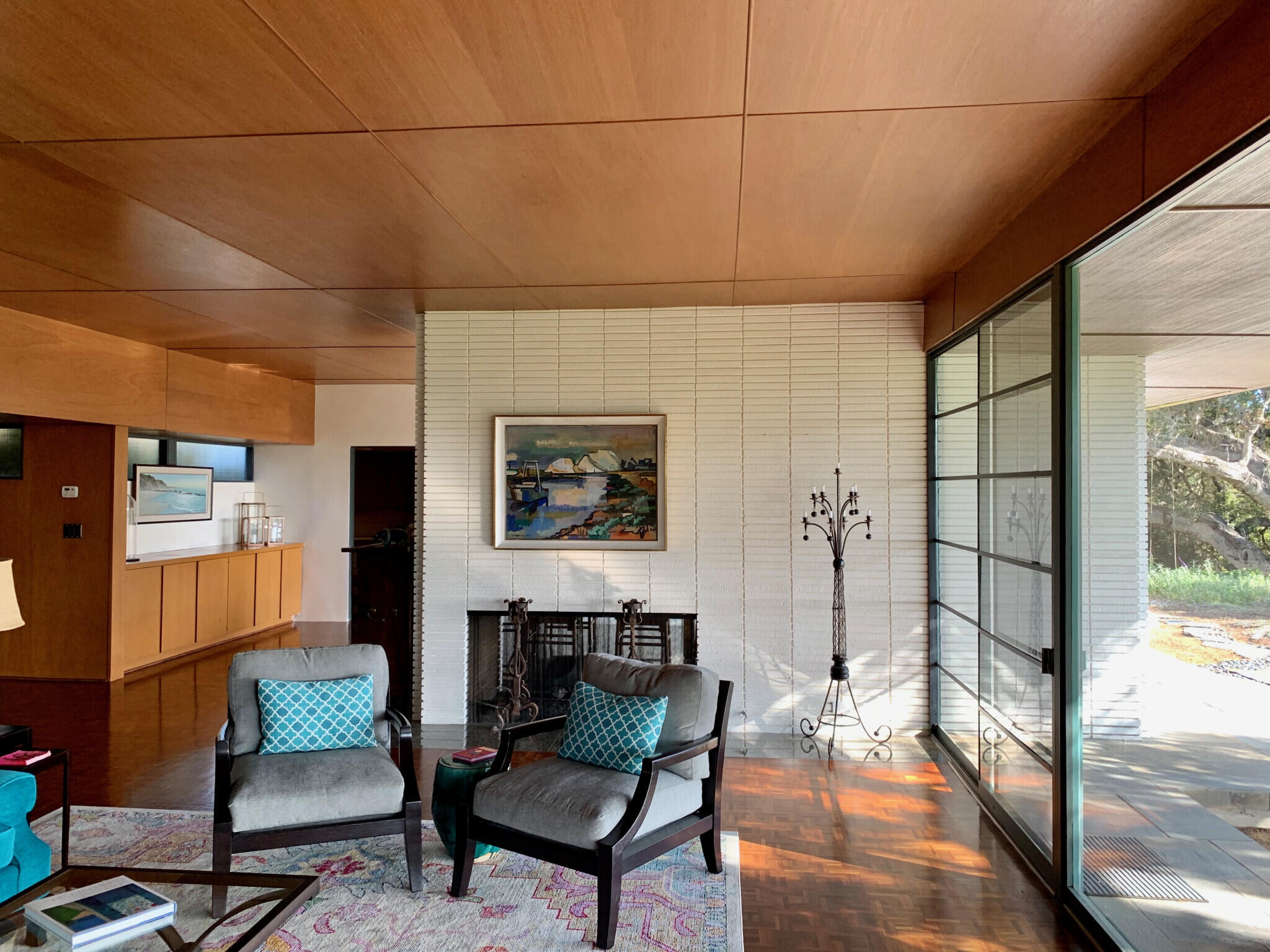 950 Monte Drive Santa Barbara, CA 93110 - Photo 8 of 39 a living room with furniture and a fireplace
