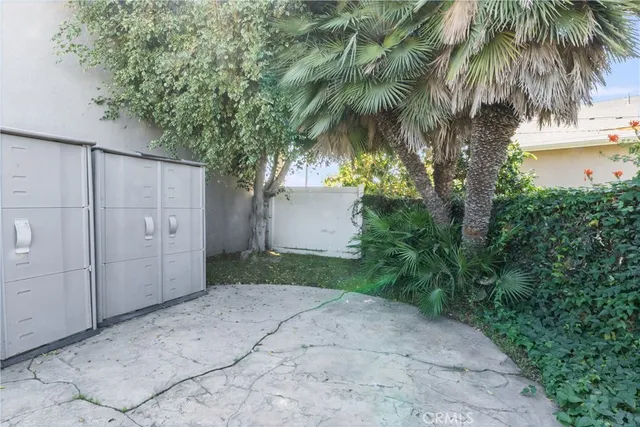 a couple of palm trees in front of house