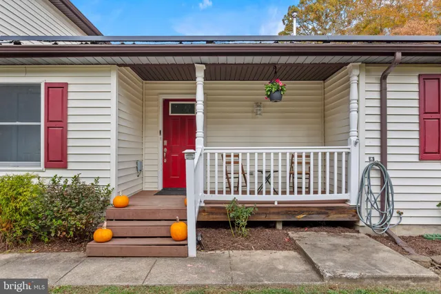 a backyard of a house with barbeque oven and potted plants