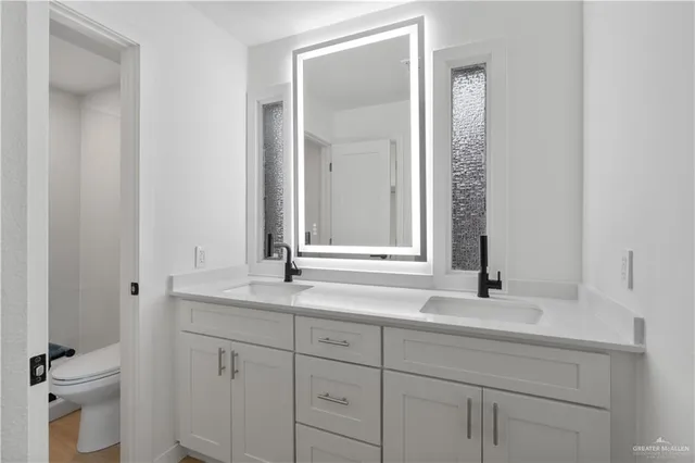 a bathroom with a sink and a toilet