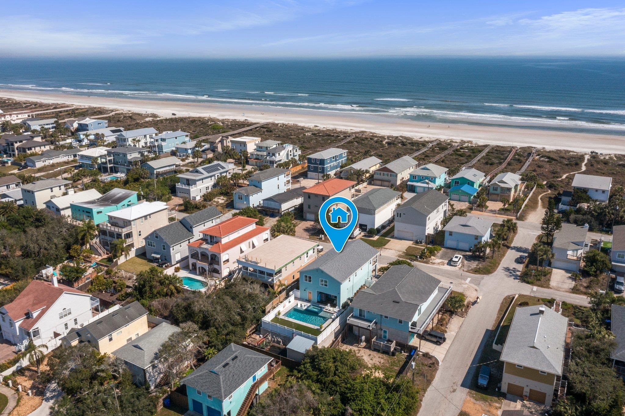 5497 Pelican Way St. Augustine, FL 32080 - Photo 48 of 49 an aerial view of residential building with beach