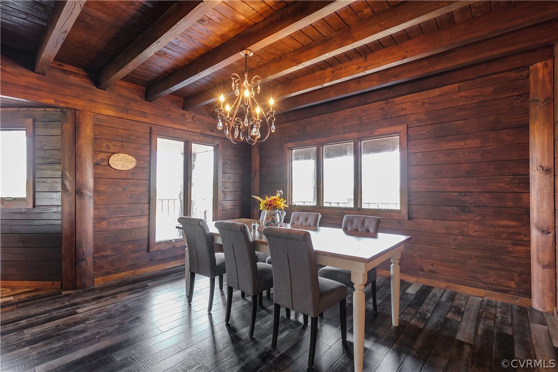 1471 New Bethel Road Meherrin, VA 23954 - Photo 13 of 50 a view of a dining room with furniture a chandelier and wooden floor