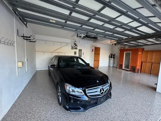 a car parked in a garage