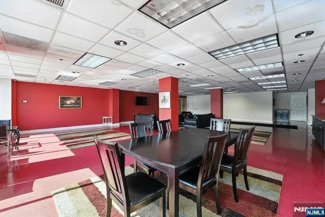a view of a dining area with furniture
