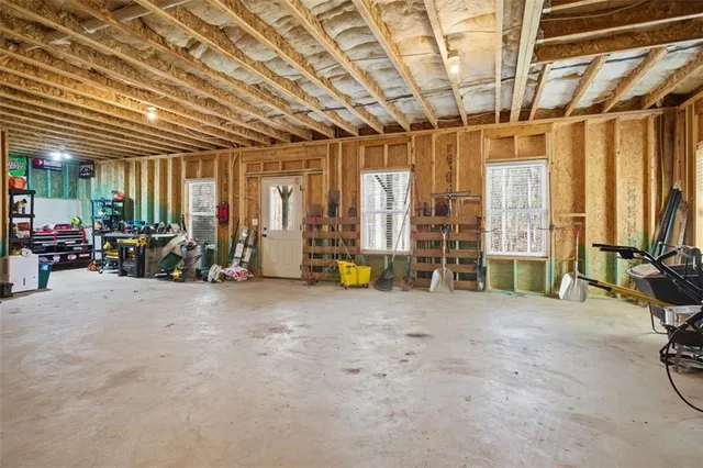 a view of a balcony with furniture