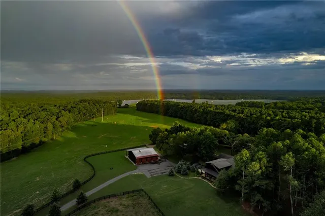 a view of a golf course with a yard