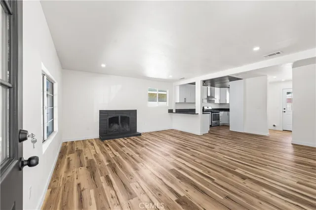 a view of a livingroom with a fireplace