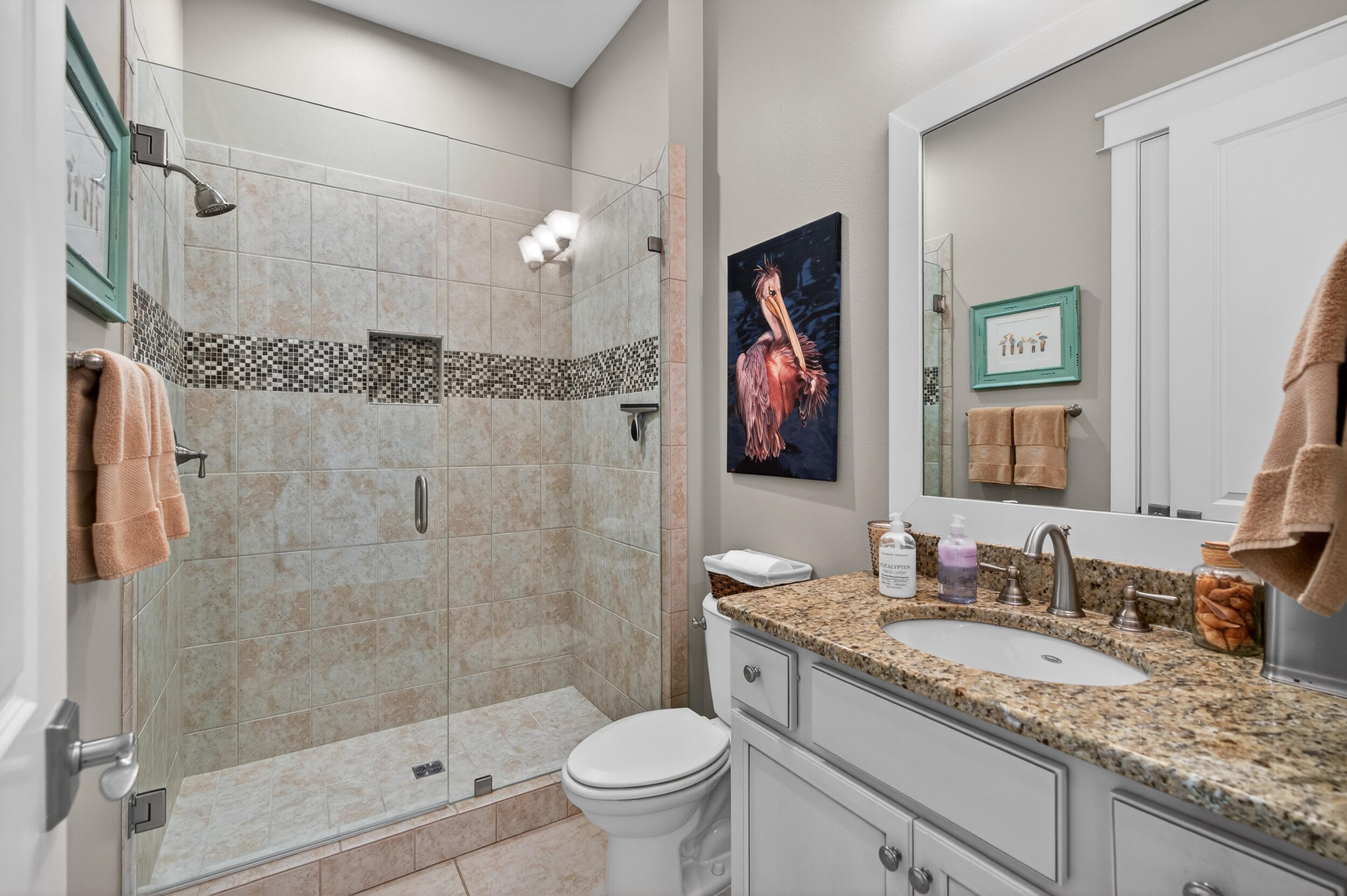 563 Sandgrass Boulevard Santa Rosa Beach, FL 32459 - Photo 30 of 73 a bathroom with a granite countertop sink a toilet and shower