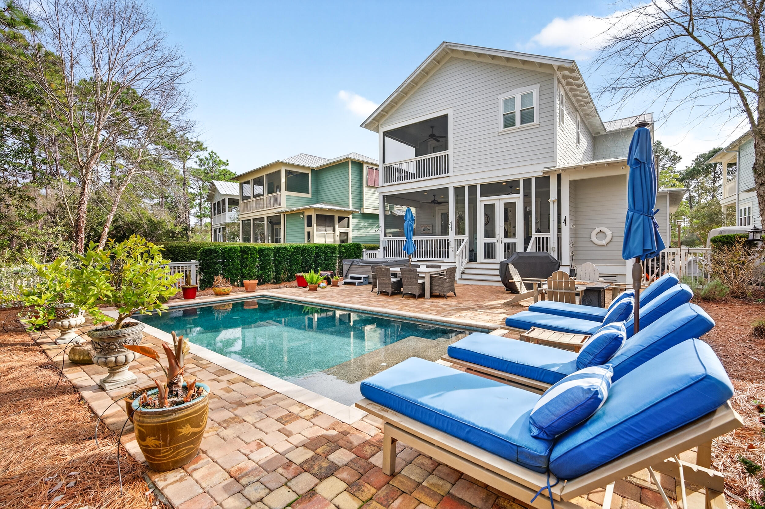 563 Sandgrass Boulevard Santa Rosa Beach, FL 32459 - Photo 58 of 73 a view of swimming pool with outdoor seating and a house